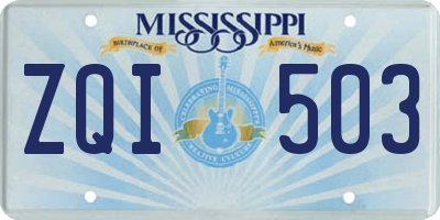 MS license plate ZQI503