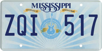 MS license plate ZQI517