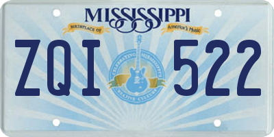 MS license plate ZQI522