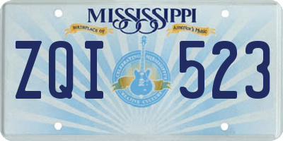 MS license plate ZQI523