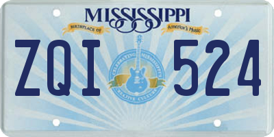 MS license plate ZQI524