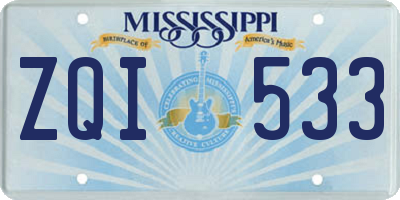 MS license plate ZQI533