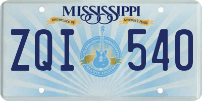 MS license plate ZQI540