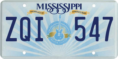 MS license plate ZQI547