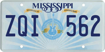 MS license plate ZQI562