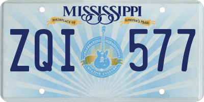 MS license plate ZQI577