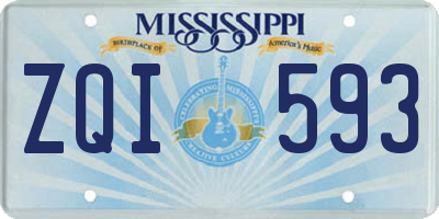 MS license plate ZQI593