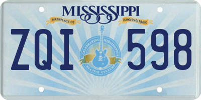 MS license plate ZQI598