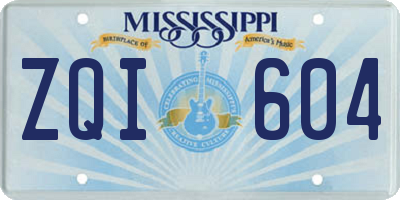 MS license plate ZQI604