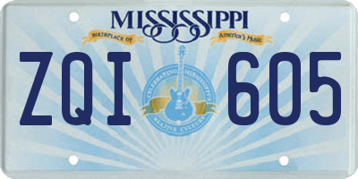 MS license plate ZQI605