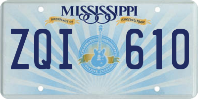 MS license plate ZQI610