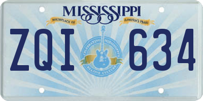 MS license plate ZQI634