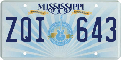 MS license plate ZQI643