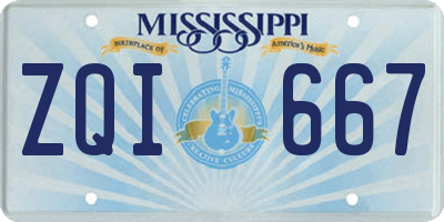 MS license plate ZQI667