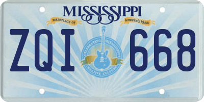 MS license plate ZQI668