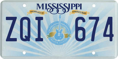 MS license plate ZQI674