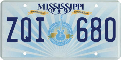 MS license plate ZQI680