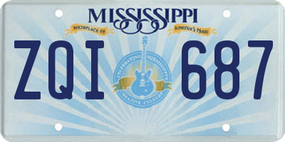 MS license plate ZQI687