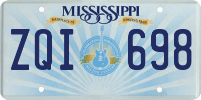 MS license plate ZQI698