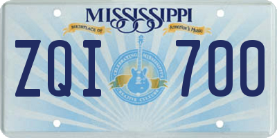 MS license plate ZQI700