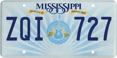 MS license plate ZQI727