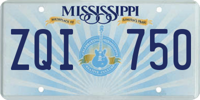 MS license plate ZQI750