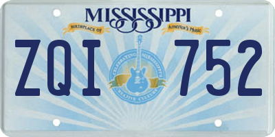 MS license plate ZQI752