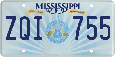 MS license plate ZQI755