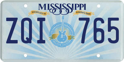 MS license plate ZQI765