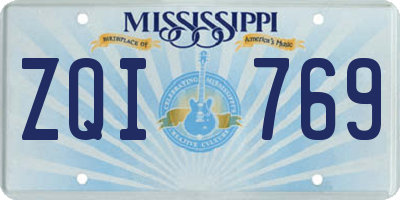 MS license plate ZQI769