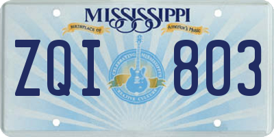 MS license plate ZQI803