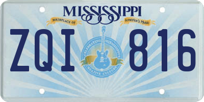 MS license plate ZQI816