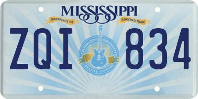 MS license plate ZQI834