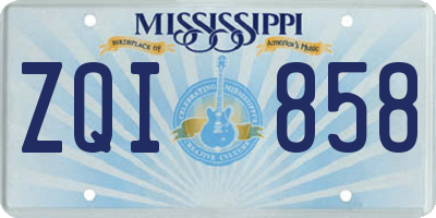 MS license plate ZQI858