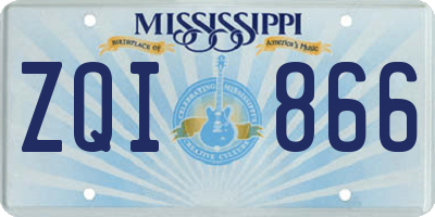 MS license plate ZQI866