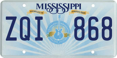 MS license plate ZQI868