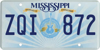 MS license plate ZQI872