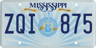 MS license plate ZQI875