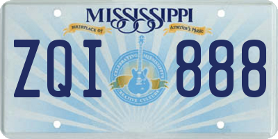 MS license plate ZQI888