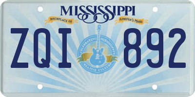 MS license plate ZQI892