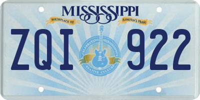 MS license plate ZQI922