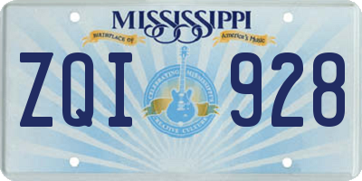 MS license plate ZQI928