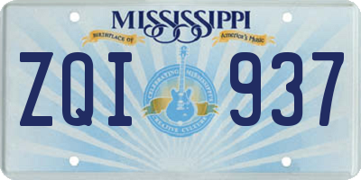 MS license plate ZQI937