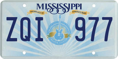 MS license plate ZQI977