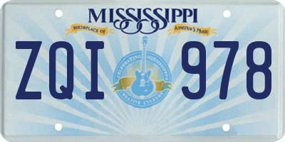 MS license plate ZQI978