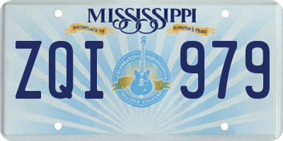 MS license plate ZQI979