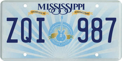MS license plate ZQI987