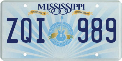 MS license plate ZQI989