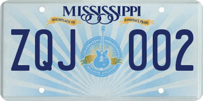 MS license plate ZQJ002