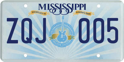MS license plate ZQJ005